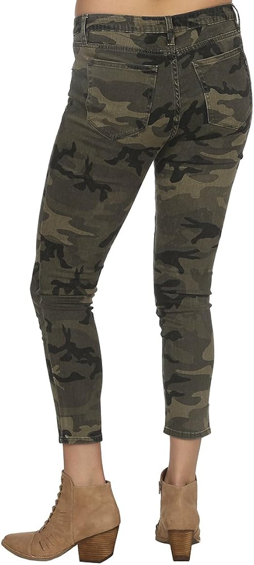 Miss Me Women's Camo Printed Ankle Skinny Denim Jean, Camouflage, 24 Clothing