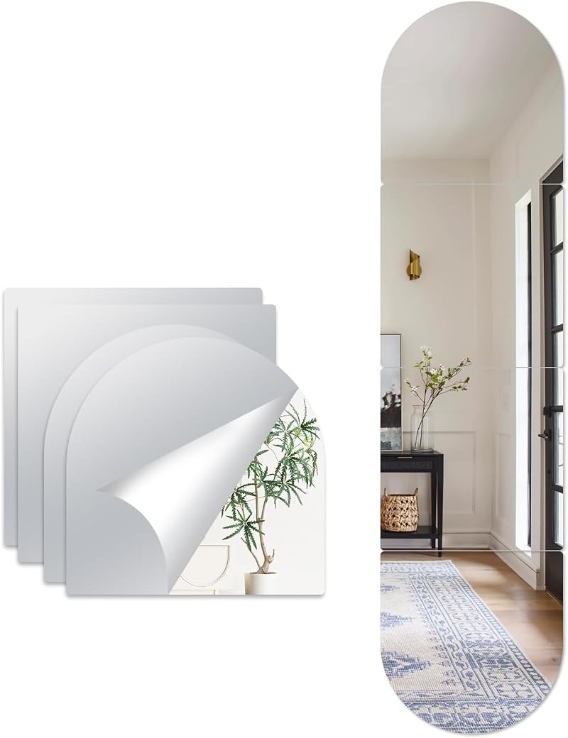 Hode 4 Pieces 30x30cm Self Adhesive Mirror Tiles Acrylic 2mm Thick