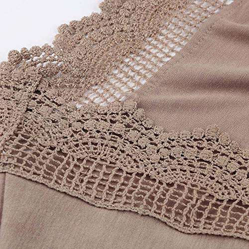 HTDBKDBK 2019 Woman Fashion Sexy Solid Color Kimono Cardigan Lace Tops Open Front Cardigan Coat Tops Women Kimono Khaki - Thumbnail 3