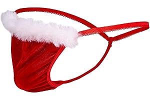 Evankin Christmas Gag Gift Men Novelty Funny Underwear with Bulge Pouch Costume Sexy Thong Panties Briefs G-String