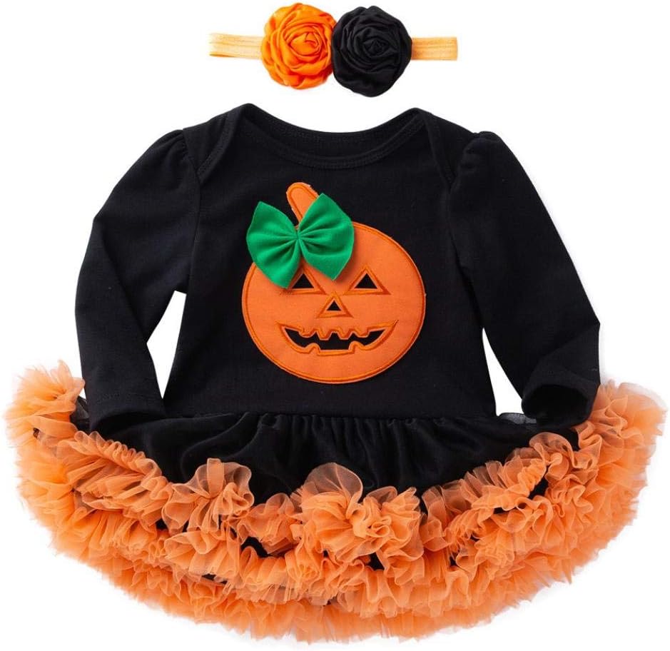 SUNTEAMO Infant Toddler Baby Girls Halloween Pumpkin Bow Party Dress Clothes Dresses