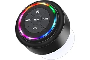 HAISSKY Bluetooth Shower Speakers, Portable Wireless Speaker with Suction Cup, IP67 Waterproof Speaker with LED Light, Pairs Easily to Phones, Tablets, Computer, Gift for Men & Women