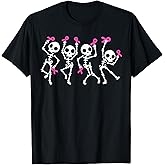 Pink Ribbon Breast Cancer Awareness Skeleton Women Men Kids T-Shirt