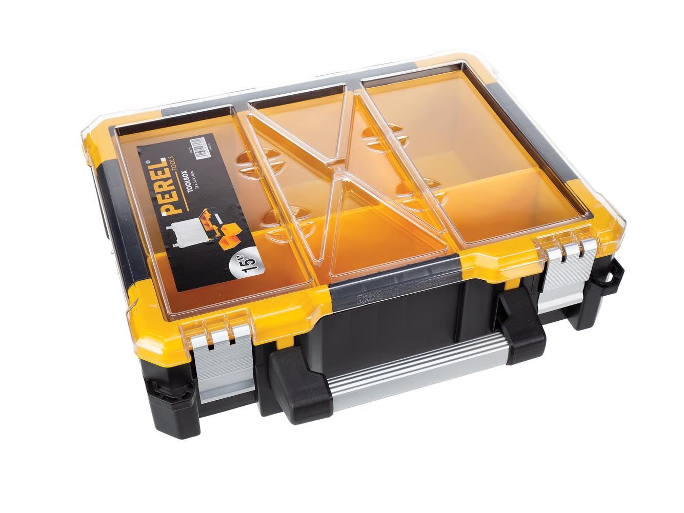 Perel OSC15 15-Inch Plastic Storage Case with Removable Bins