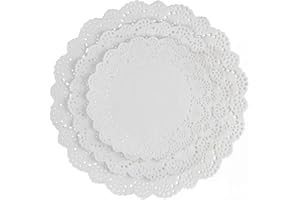 HAKSEN 108 PCS Paper Lace Doilies Combo, Pack 36 Each 6.5", 8.5", 10.5",Baked, Grilled, Fried Food,Tableware Decoration