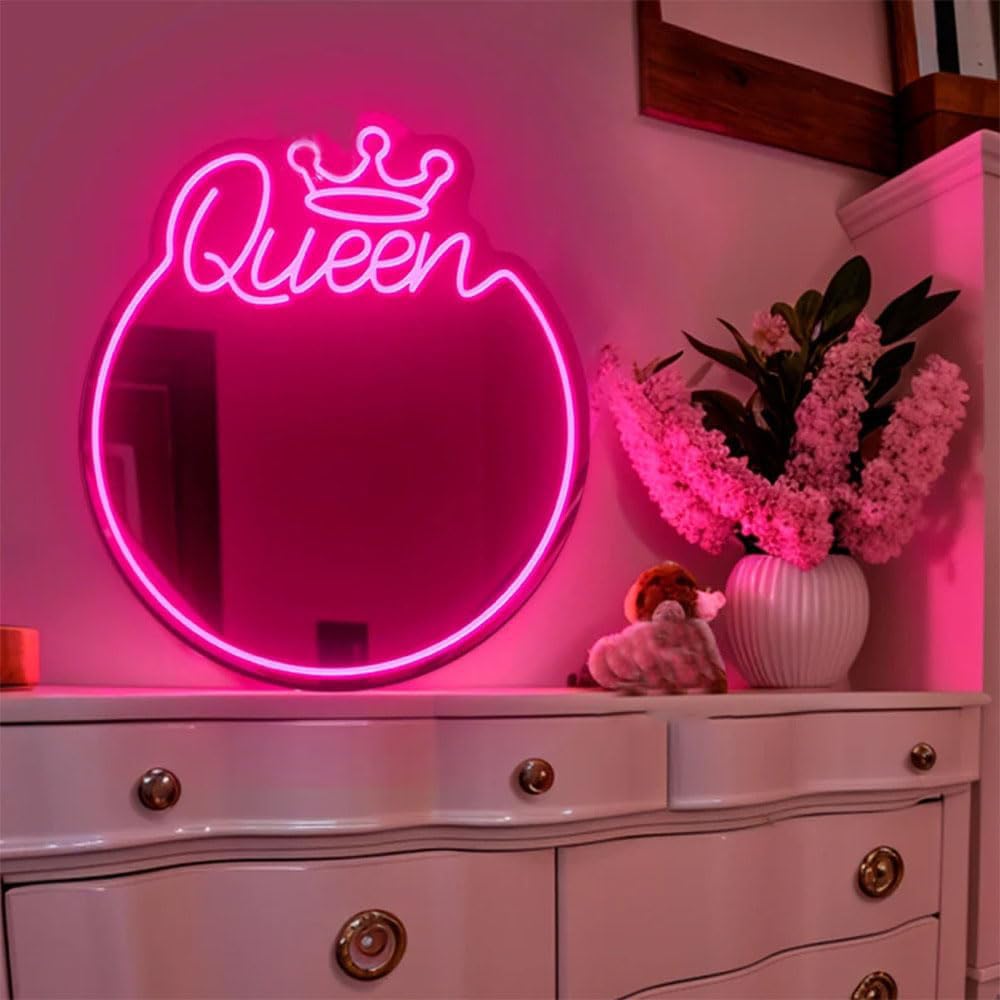 Ulalaza LED Acrylic Mirror Neon Light Heart/Cat/Letter/Wavy Wiggle Shape Witch's Mirror Gothic Wall Decor Romantic Various-shape Cute for Bedroom Decor Home Studio Dorm Room Wedding