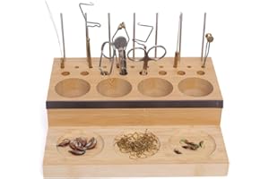 Raprance Wooden Fly Tying Fishing Kit Organizer Fly Tying Tool Caddy Desktop Storage Rack