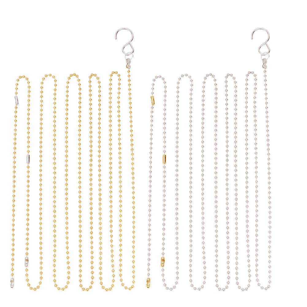 GOMAKERER 4 Pcs Volleyball Net Height Chains, 2 Colors (Platinum, Gold) Measuring Chains Volleyball Referee Equipment for Outdoor Training