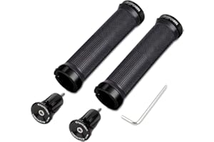 TOPCABIN Double Lock Bicycle Handlebar Grips - Rubber Comfortable BMX Mountain Bike Grips