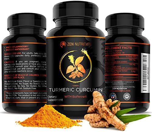 Turmeric Curcumin Complex, Potent Antioxidant, Forged with BioPerine Black Pepper For 2000% More Bioavailability All Natural &amp; Non-GMO! By Zen Nutrition