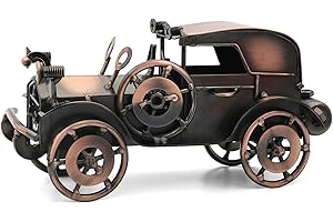 QIRLOEU Classic Car Gifts for Men, Unique Cool Birthday Gift Ideas, Vintage Car Decor for Room, Home, Office, Man Cave, Garage, Antique Scrap Metal Model Car Ornaments (M-1)