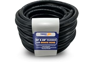 TORQUE Rubber Air Brake Hose ID: 3/8" - OD: 3/4" x 50-FT ROLL Black S.A.E. J1402 and D.O.T.F.M.V.S.S. 106 Approved Replacement for Continental 9003006 (TR183850)