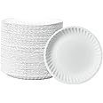 GUSTO [6 Inch - 300 Pack] Uncoated White Paper Plates - Disposable Party Plates, Decorative Paper Plates for Crafts (Formerly