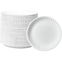 GUSTO [6 Inch - 300 Pack] Uncoated White Paper Plates - Disposable Party Plates, Decorative Paper Plates for Crafts (Formerly