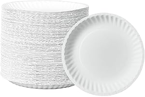 GUSTO [6 Inch - 300 Pack] Uncoated White Paper Plates - Disposable Party Plates, Decorative Paper Plates for Crafts (Formerly