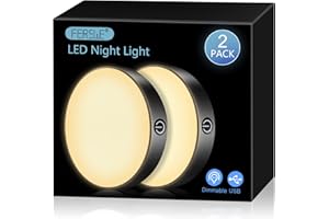 Ferswe Dimmable Touch Light, 3000K Rechargeable Touch Lights Stick on, Closet Light with 1000mAh Large Battery, LED Night Light for Closet, Counter, Kitchen, Bedroom and Wall(2 Pack)