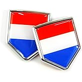 Newperlite Netherlands Flag Decal Sticker Car Emblem Dutch Flag Car Decoration Accessories Chrome Shield for Truck Vehicles Cars, 2 Pack