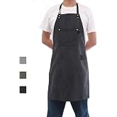 Tobyan No-Tie Canvas Apron Heavy-Duty 16OZ Work Apron with Front Pocket Extra Long Straps Adjustable M&ndash;XXL