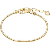 tiggell 5pcs Chain Bracelets Kit Silver Plated Snake Chain with Heart Lobster European Charm Bracelet for Christmas DIY Women Jewelry Findings Bracelet Making (gold)