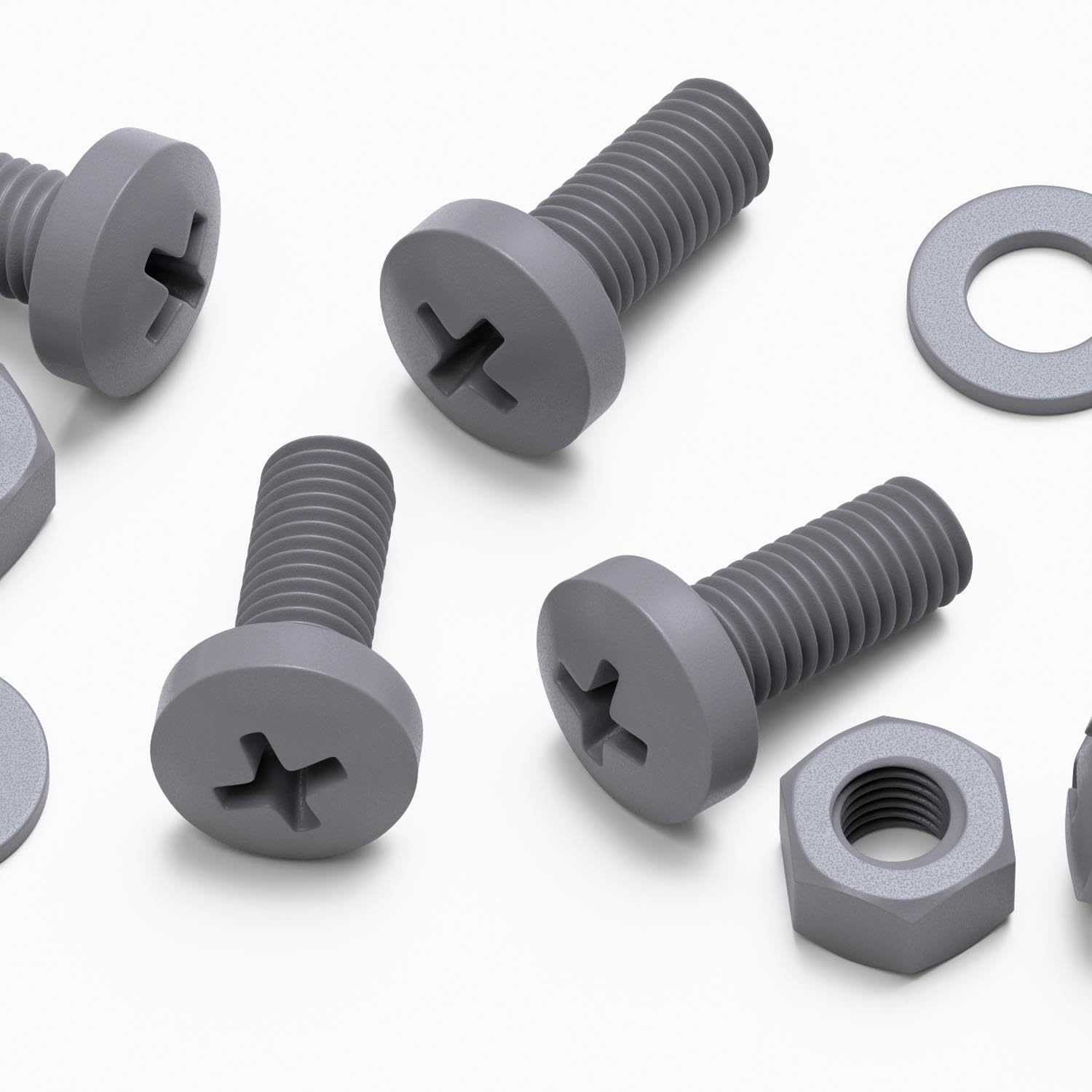 20 x Grey Pan Head Screws Polypropylene (PP) Plastic Nuts and Bolts, Washers, M8 x 20mm, Anti-Corrosion, Chemical Resistant, Electrical Insulator, Gray