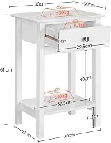 Yaheetech White Bedside Tables Set of 2 with Drawer Open Shelf 40x30x61 cm view 4