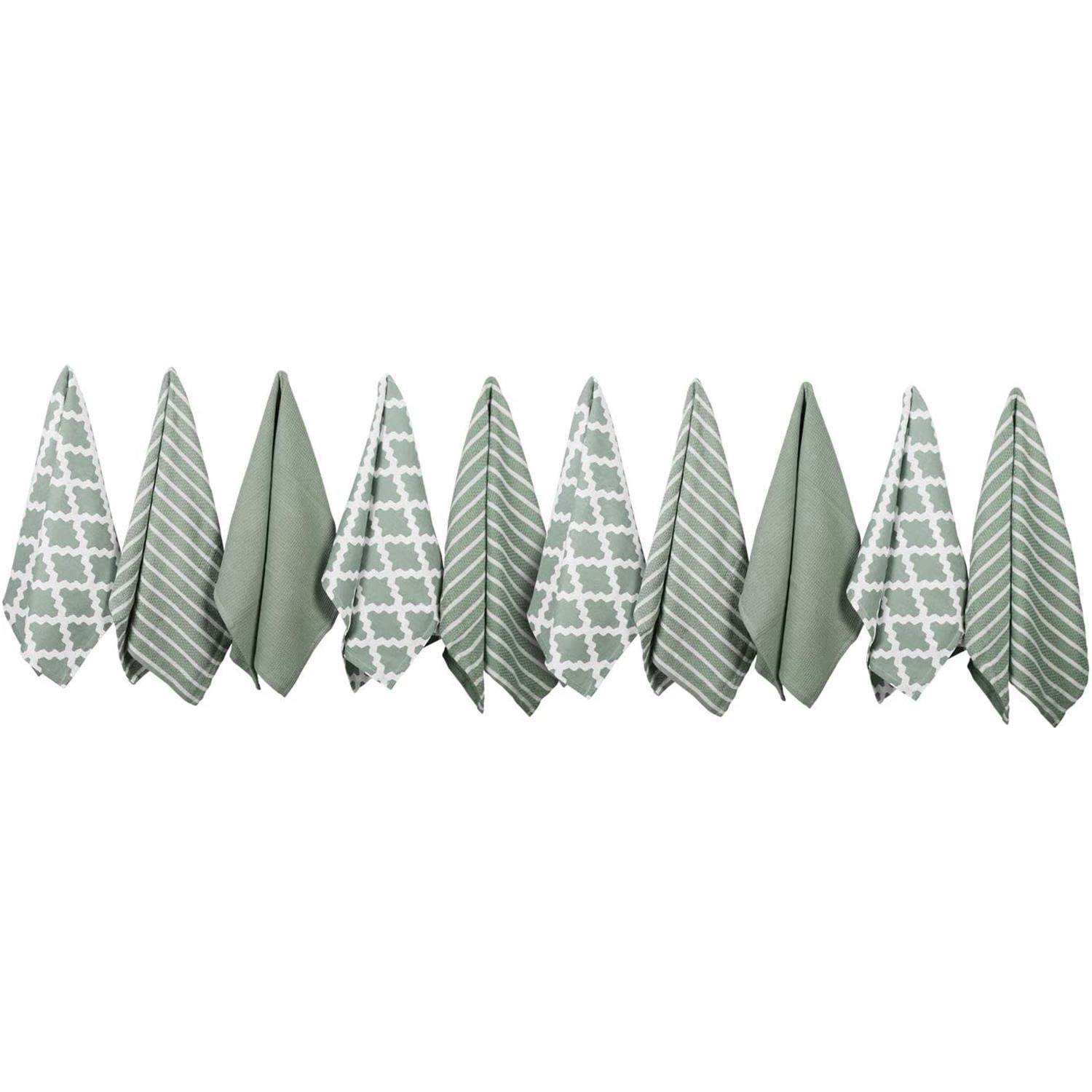 Penguin Home Premium 100% Pure Cotton Tea Towel for Kitchen, Set of 10 Kitchen Towels, Soft & Durable Kitchen Cloths Towel Set, Machine Washable, 65 x 45 cm Colour - Sage