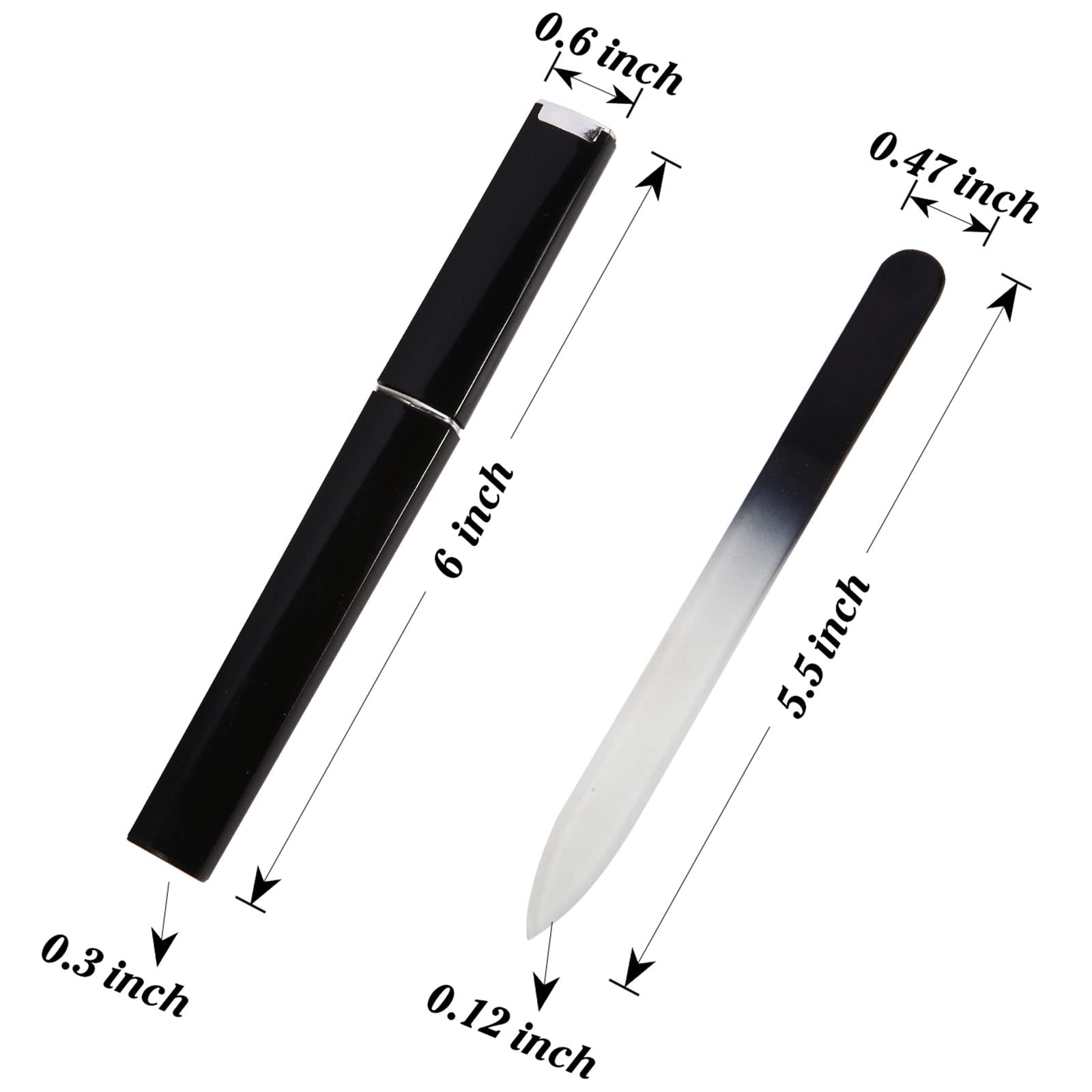 3 Pack Crystal Glass Fingernail File with Case for Natural Nail Professional Czech Glass File Double-Sided Etched Gentle Nail Care Stocking Stuffers for Women or Adults, Unique Gifts