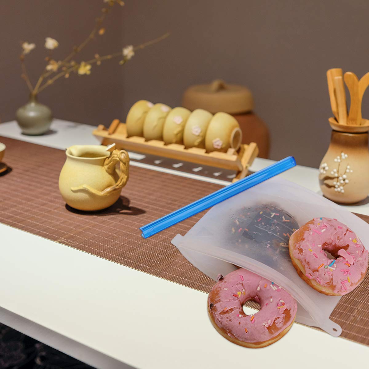 Reusable Silicone Food Storage Bags-Airtight Seal Ziplock Cooking Bags Food Saver Containers Keep Food Fresh-Storage Bags for Lunch,Snacks,Sandwich,Sous Vide and Freezer (50 Oz+30 Oz)