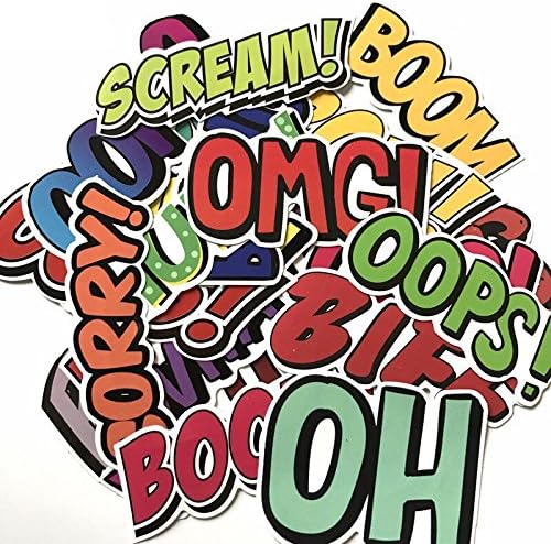 Comic OOPS Sticker 25Pcs Word Text OH Wow Interjection Humor Emotion Phrase Children Adult Teens Teacher Toddlers Water Bottles Laptop Car Travel Luggage Suitcaboard Vinyl (Comic OOPS Sticker 25 Pcs)