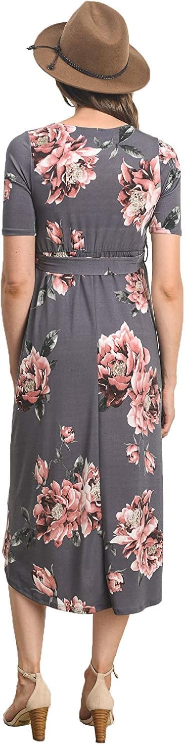 Hello MIZ Women's High-Low Surplice Wrap Maternity Dress with Waist Belt (L. at  Women’s Clothing store