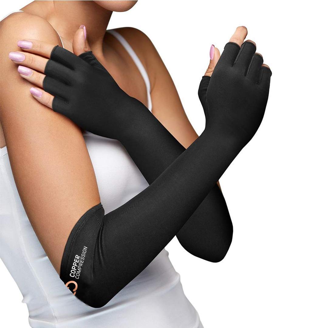 Copper Compression Long Arthritis Gloves for Carpal Tunnel, Computer Typing