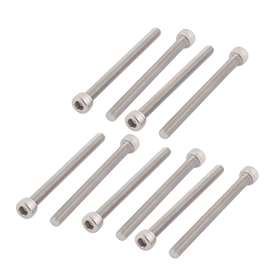 Sourcingmap M5x60mm Thread 304 Stainless Steel Hex Socket Head Cap Screw Bolt DIN912 10pcs
