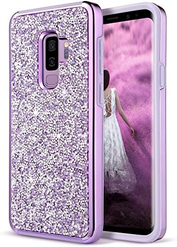 UrbanDrama Galaxy S9 Plus Case, S9 Plus Case, Glitter Sparkly Rhinestone Hybrid PC Shockproof Soft TPU Protective Phone Case for Samsung Galaxy S9 Plus 6.2 inches, 2018 Released, Purple
