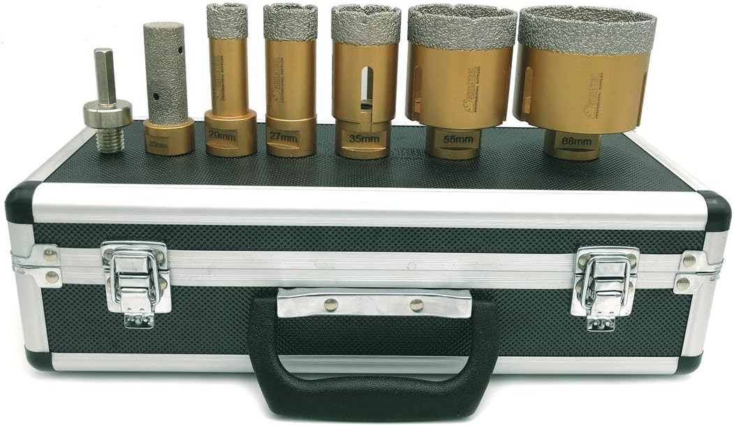 SHDIATOOL Diamond Drill Core Bits Kit with Box 20/27/35/55/68mm and a 20mm Finger Bit an Adapter for Tile Porcelain Granite Marble-Set of 7 - Image 5