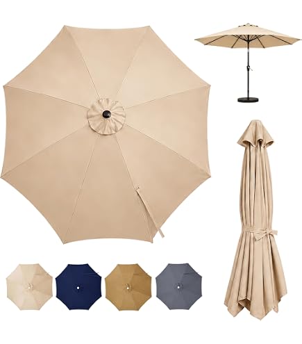 Amazon.com : Waterproof Outdoor Market Table Parasol Cover, 12ft Umbrella Replacement Top Cover, Patio Umbrella Replacement Canopy for 8 Ribs, Khaki Canopy Only : Patio, Lawn & Garden