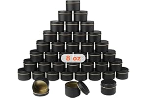 GENHAKON 36 Pack 8 oz Black Candle Tins - Bulk Candle Making Tins and Jars