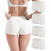 Anyball Women's Boyshorts Underwear Cotton, Full Coverage Panties, Womens Boyshort Boxer Briefs Breathable for Women 4 Pack