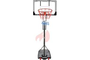 Mayfire Kids Basketball Hoop Adjustable Height 4.9-8.5 FT, Portable Basketball Goal System with 33" Shatterproof Backboard for Kids Youth Teens in Driveway, Backyard, Outdoor Play