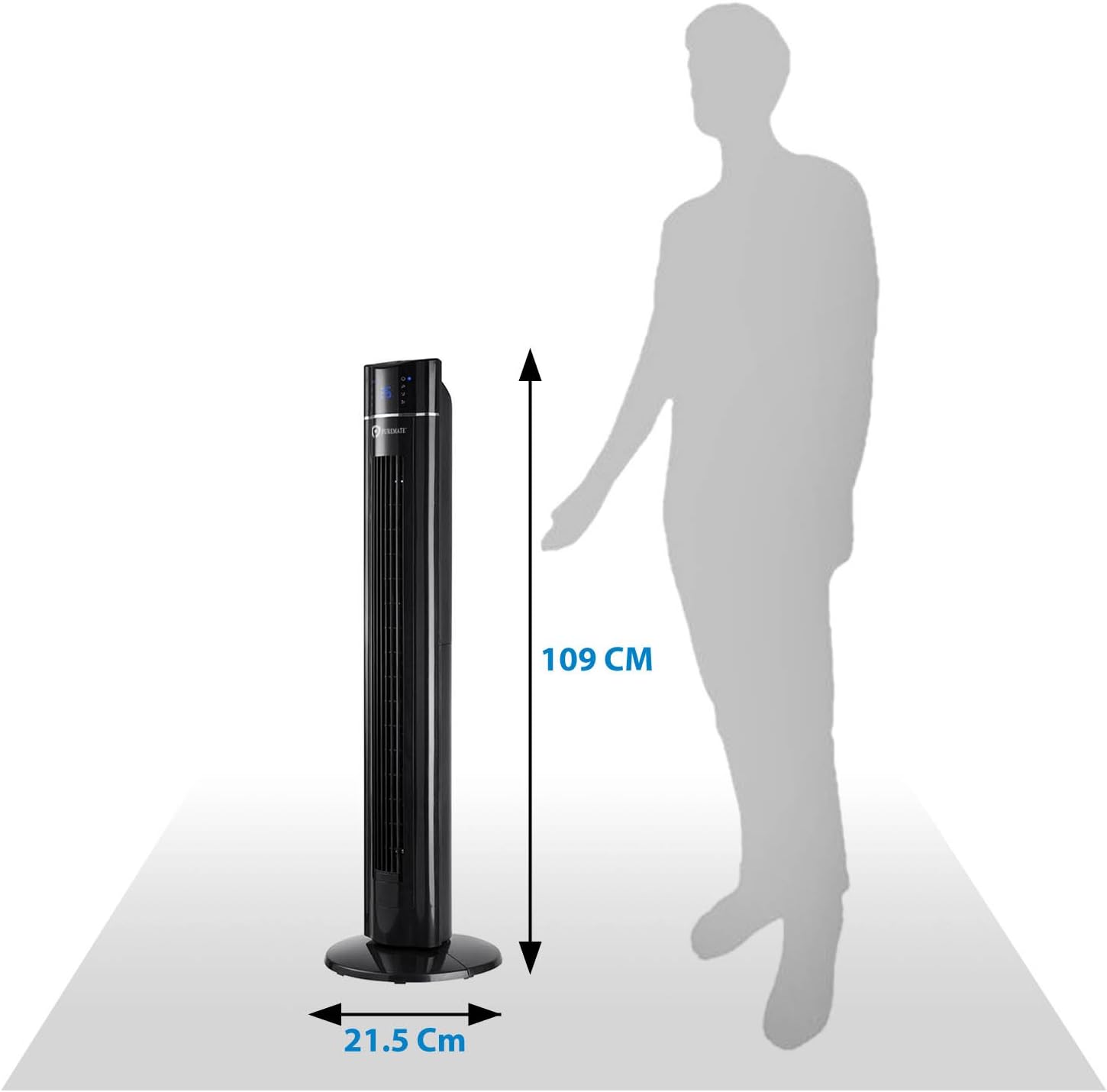 PureMate 43-inch Tower Fan with Air Purifier & Aroma Function, 3 Speed Settings, Large LED Display, 8-Hour Timer - Image 5