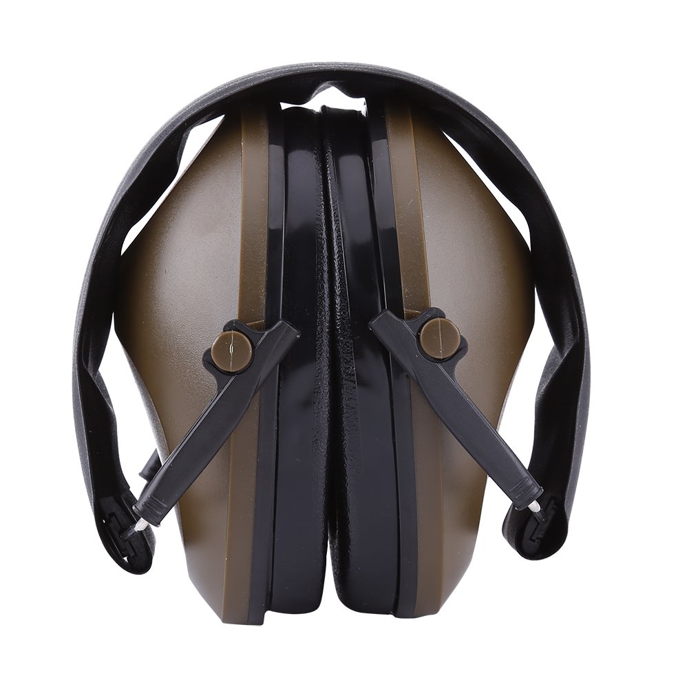 Walfront Noise Canceling Acoustic Earmuffs Hearing Ear Defenders Foldable Headband for Working Construction Hunting Shooting (Brownish Green)