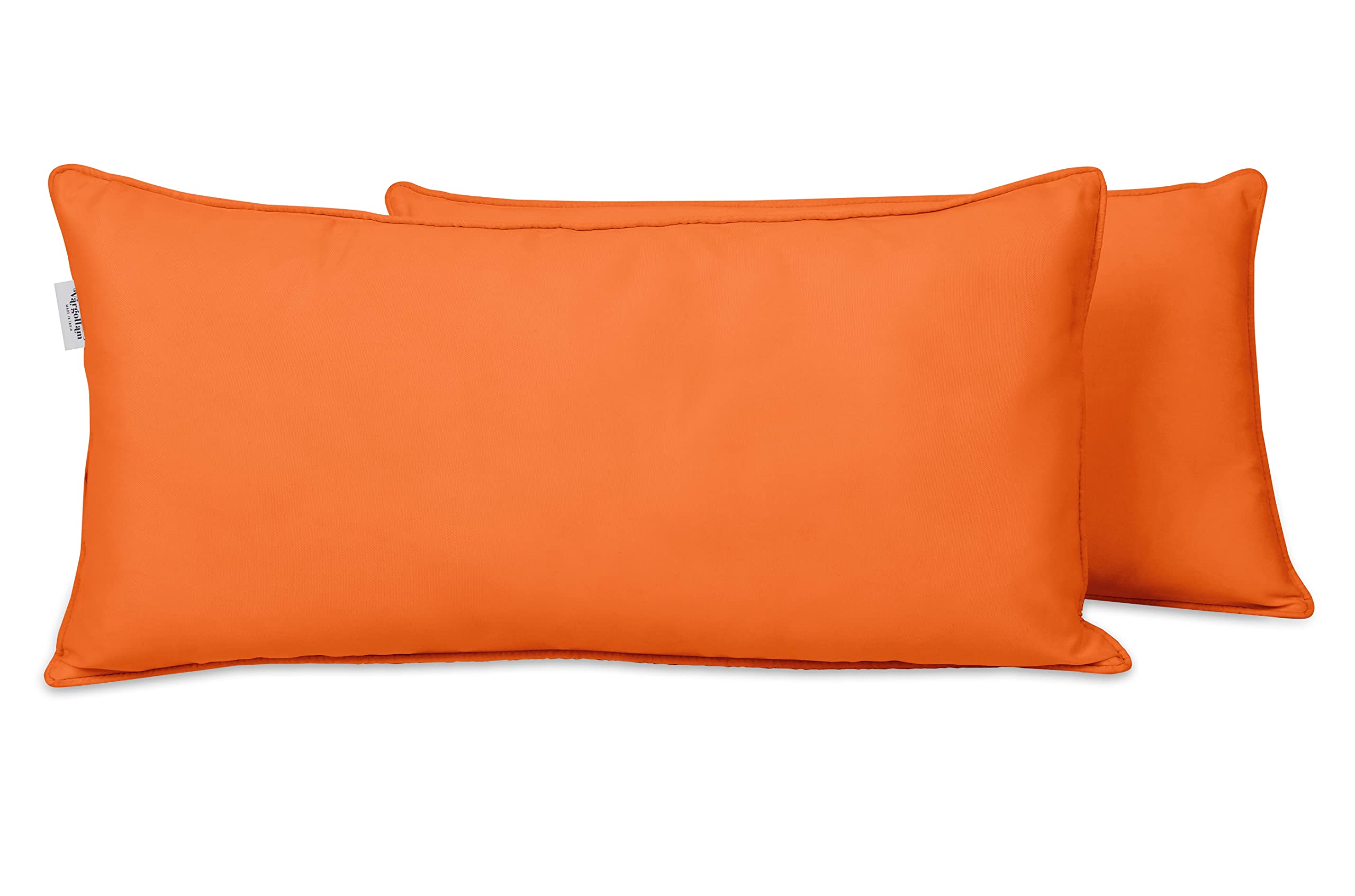 Vargottam Indoor/Outdoor Polyester Fabric Lumbar Pillow Cover, All-Weather Waterproof Rectangular Cushion Case for Patio Furniture, 12" x 18" Set of 2 -Coral Orange