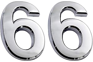 COBATA 2.75 Inch Adhesive House Numbers, Mailbox numbers, Street Door Numbers, Self-stick Address Signs for Apartments, Double Silver Number 6