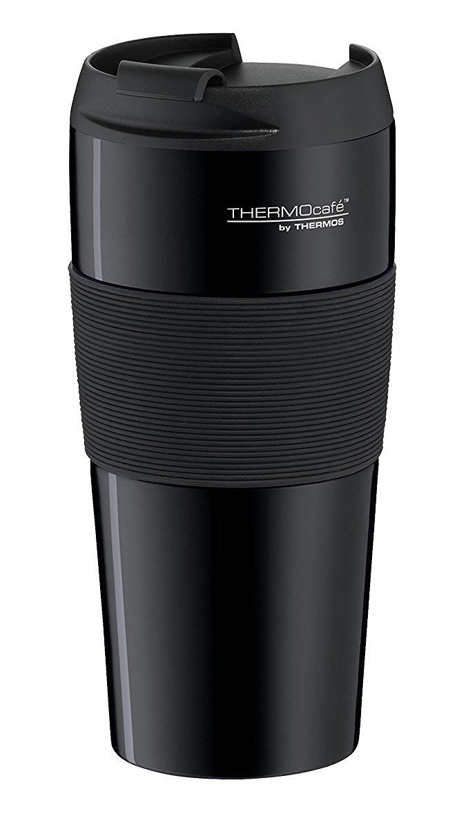 Thermos ThermoCafé 4056.205.040 Thermal Insulated Drinking Cup Thermopro, 0,4 L, Stainless Steel, Matt, Stainless Steel, black, 8,5x8,5x18 cm
