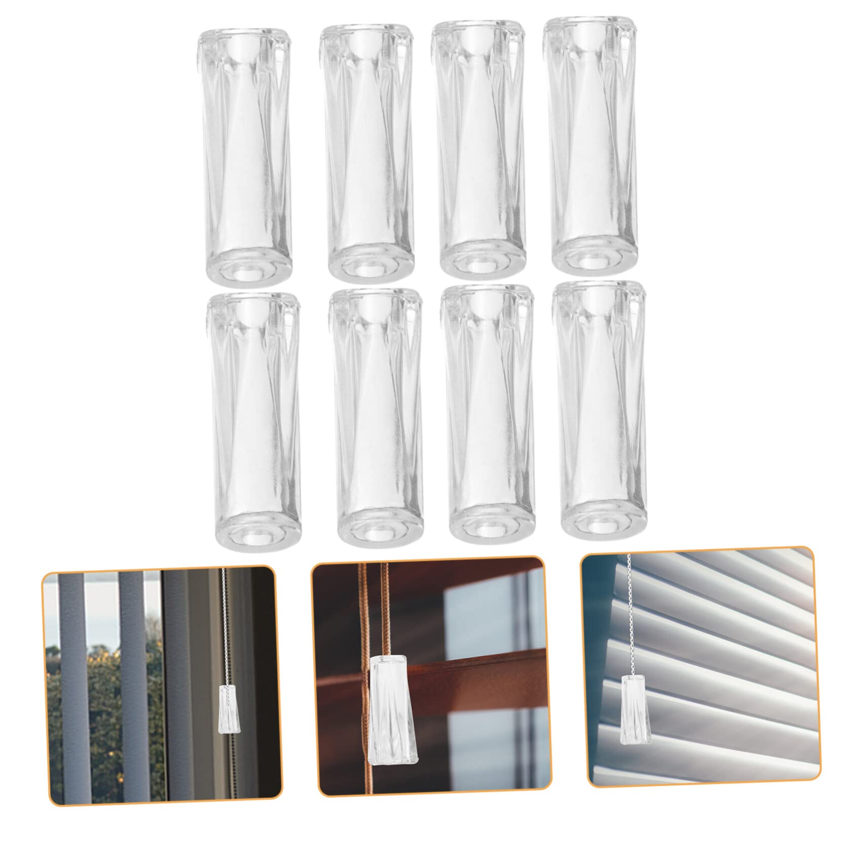 SUPVOX Venetian Blind Accessories 20Pcs Transparent Plastic Blind Cord Knobs Drawstring Pull Ends for Indoor Outdoor Curtains Ceiling Fans