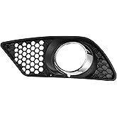 HEROFFIX 1 Pc Fog Light Grill for Mercedes-Benz C300 2008-2012 Front Left Front Lower Bumper Fog Light Cover Inserts No.2048850253 Black Silver Tone ABS