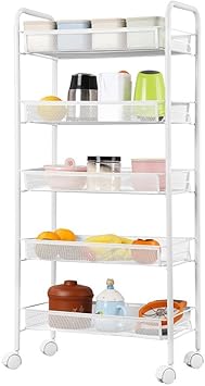 Amazon Com Metal Mesh Rolling Cart Storage Rack Shelves With