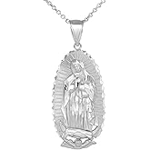 Claddagh Gold 925 Sterling Silver Blessed Our Lady of Guadalupe Miraculous Medal Pendant Necklace