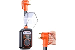 GEARGO RV Surge Protector 30 Amp, 9500 Joules RV Circuit Analyzer Surge Guard, IP68 Surge Voltage Protection, RV Adapter Plug for Camper (Orange)