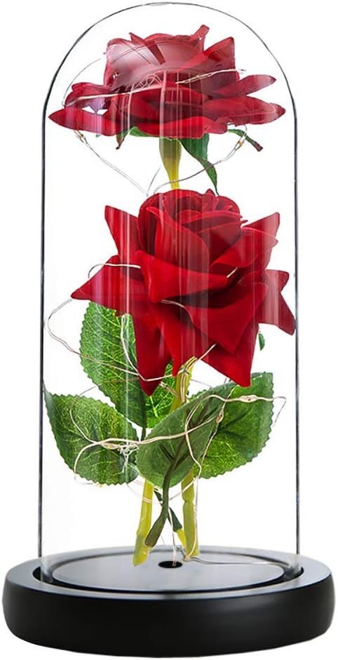 Ameublement Et Decoration Decoration De La Maison Mariage Fleur Artificielle Decor Cadeaux Romantique Pour Femme Noel Valentin Rose Eternelle Anniversaire La Belle Et La Bete Enchanted Rose Elegant Dome En Verre Avec