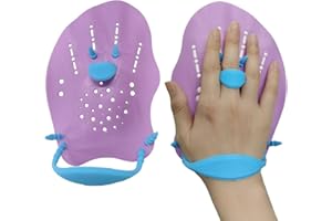 UCEDER 2pcs Swim Hand Paddles for Lap Swimming Training, Adjustable Elastic Straps Swim Gear for Adults & Kids - Improves Speed, Form & Stroke Technique